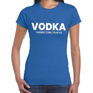 Vodka connecting people drank tekst t-shirt blauw voor dames  - fout fun t shirt