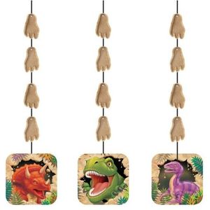 Dinosaurus feest thema hangdecoraties 9x stuks - Verjaardag feest thema voor kinderen