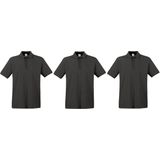 3-Pack maat 3XL grote maat donkergrijs polo shirt premium van katoen voor heren 3XL - Polo t-shirts voor heren