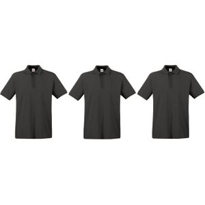 3-Pack maat 3XL grote maat donkergrijs polo shirt premium van katoen voor heren 3XL - Polo t-shirts voor heren