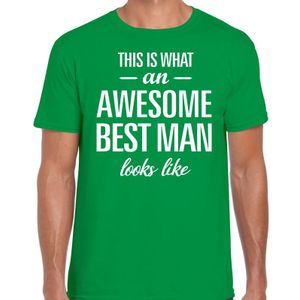 This is what an awesome best man looks like cadeau t-shirt groen heren - kado voor een huwelijks getuige