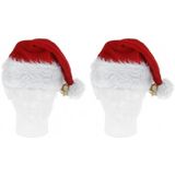 2x Luxe pluche kerstmutsen met bel