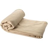 5x Fleece deken beige 150 x 120 cm - reisdeken met tasje
