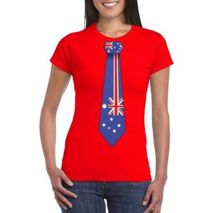 Rood t-shirt met Australische vlag stropdas dames -  Australie supporter