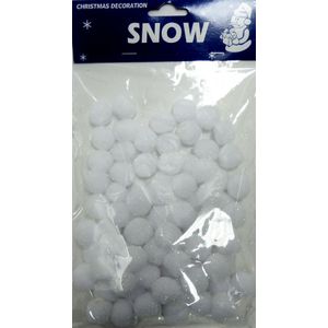 80x Kunst sneeuwballen/sneeuwballetjes 2 cm  - Sneeuwversiering/sneeuwdecoratie