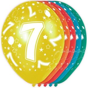 15x stuks 7 Jaar thema versiering helium ballonnen 30 cm - Verjaardag feestartikelen/versiering
