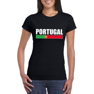 Zwart Portugal supporter t-shirt voor dames - Portugese vlag shirts