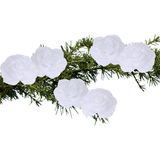 Kerstversiering bloemen/rozen - 9 cm - wit - 6x stuks