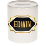Edwin naam cadeau spaarpot met gouden embleem - kado verjaardag/ vaderdag/ pensioen/ geslaagd/ bedankt