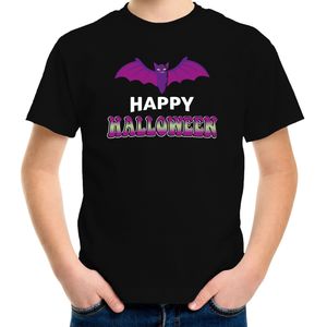 Vleermuis / happy halloween verkleed t-shirt zwart voor kinderen - horror shirt / kleding / kostuum