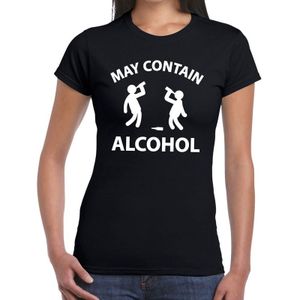 May contain alcohol drank fun t-shirt zwart voor dames - drank drink shirt kleding