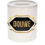 Douwe naam cadeau spaarpot met gouden embleem - kado verjaardag/ vaderdag/ pensioen/ geslaagd/ bedankt