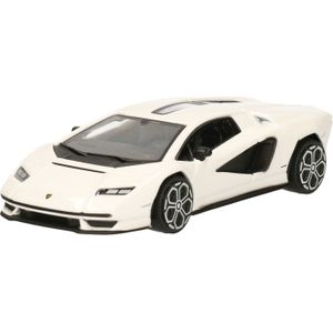 Bburago Modelauto - Lamborghini Countach 2022 - wit - 11 x 5 x 3 cm