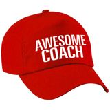 Awesome coach pet / cap rood voor dames en heren - baseball cap - cadeau petten / caps