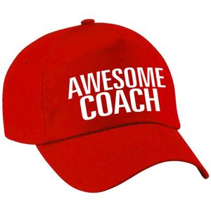 Awesome coach pet / cap rood voor dames en heren - baseball cap - cadeau petten / caps