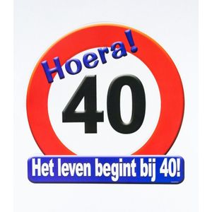 Hulde stopbord decoratie 40 jaar - 50 x 50 cm - Feestartikelen/versiering verjaardag leeftijden - Verkeersbord