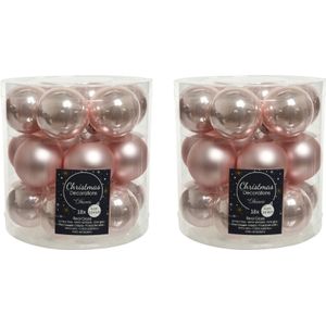 36x stuks kleine kerstballen lichtroze (blush) van glas 4 cm - mat/glans - Kerstboomversiering