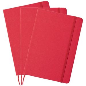 Set van 5x stuks luxe schriften/notitieboekje rood met elastiek A5 formaat - 80x blanco paginas - opschrijfboekjes - harde kaft