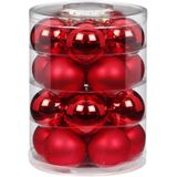 20x stuks glazen kerstballen rood mix 6 cm glans en mat - Kerstboomversiering/kerstversiering
