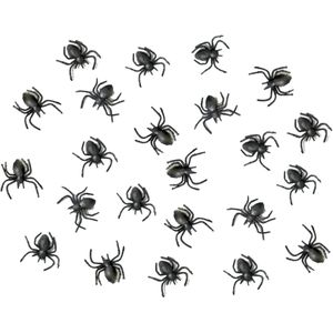 PartyDeco Horror/Halloween griezel spinnetjes - 100x - kunststof - zwart - 3 cm