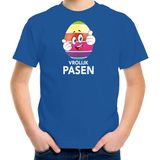 Paasei met duimen schuin omhoog vrolijk Pasen t-shirt / shirt - blauw - kinderen - Paas kleding / outfit