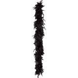 Boland Carnaval verkleed boa met veren - 2x - zwart - 180 cm - 80 gram - Glitter and Glamour