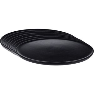 Set van 8x stuks kerstdiner onderborden rond zwart hout 38 cm