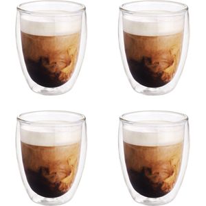 4x Dubbelwandige koffiekopjes/theeglazen 350 ml - Koken en tafelen - Barista - Koffiekoppen/koffiemokken - Dubbelwandige glazen