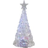 Verlichte piramide kerstboom beeldjes - 2x st - acryl - 21 en 30 cm