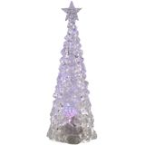 Verlichte piramide kerstboom beeldjes - 2x st - acryl - 21 en 30 cm