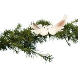 Kerstboom vogels op clip - 2x stuks - wit glitter - 11 cm