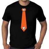 Grote maten zwart fan t-shirt voor heren - oranje voetbal stropdas - Holland / Nederland supporter - EK/ WK shirt / outfit