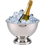 Urban Living Champagnekoeler/grote ijsemmer op voet - 20 Liter - zilver - RVS - D34 x H22 cm