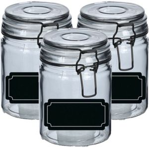 Weckpotten/inmaakpotten - 6x - 250 ml - glas - met beugelsluiting - incl. etiketten