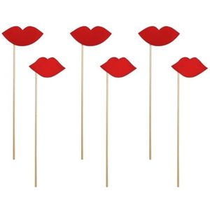 Valentijn/love thema foto props set lippen 12x stuks - Kusjes geven op de foto