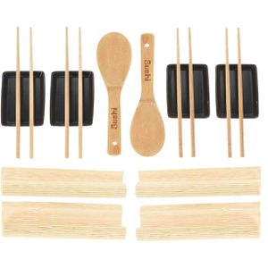 14-delige sushi serveer set voor 4 personen - keramiek - zwart