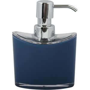 MSV Zeeppompje/dispenser Aveiro - PS kunststof - donkerblauw/zilver - 11 x 14 cm - 260 ml