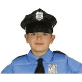Carnaval verkleed politie agent pet - zwart - met stropdas/police badge - kinderen