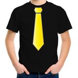 Bellatio Decorations Verkleed t-shirt voor kinderen - stropdas - zwart - jongen - carnaval/themafeest