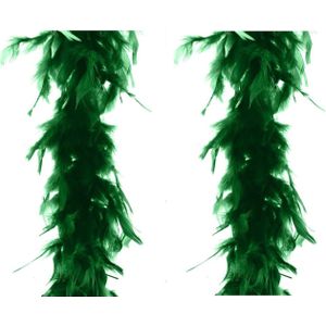 2x stuks carnaval verkleed veren Boa kleur mosgroen 2 meter - Verkleedkleding accessoire