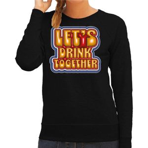 Bellatio Decorations Koningsdag sweater dames - let's drink together - zwart - oranje feestkleding