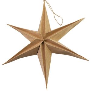 Stern Fabrik kerstster decoratie - bruin - 40 cm - eco - papier - 6 punten - hangend