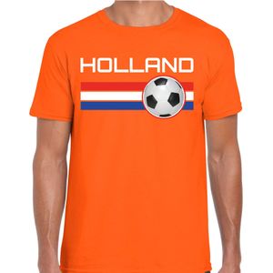 Holland voetbal / landen t-shirt met voetbal en Nederlandse vlag - oranje - heren -  Holland landen shirt / kleding - EK / WK / Voetbal shirts