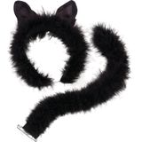 Rubies Verkleed set kat/poes - oortjes/staart - zwart - verkleed accessoires