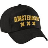 Amsterdam 020 pet  / cap zwart met gouden bedrukking voor dames en heren - Amsterdam steden baseball cap