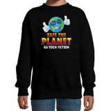 Funny emoticon sweater safe the planet zwart voor kids -  Fun / cadeau trui