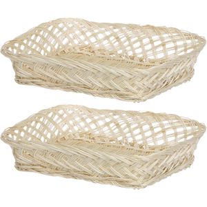 Broodmandje rechthoekig - 2x - 22 x 30 x 6 cm - mandje rotan/riet - broodmanden/serveermanden