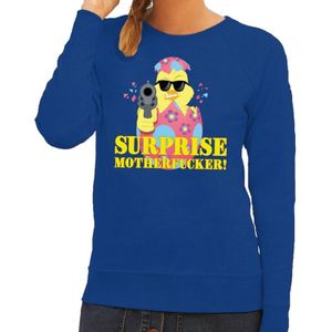 Foute Paas sweater blauw surprise motherfucker voor dames - Pasen trui