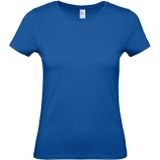 Set van 2x stuks blauw basic t-shirts met ronde hals voor dames - katoen - 145 grams - blauwe shirts / kleding, maat: S (36)