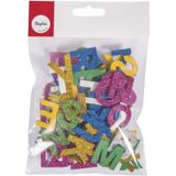 390x stuks Zelfklevende hobby/knutsel foam/rubber letters met glitters - Knutselmateriaal/hobbymateriaal voor kinderen